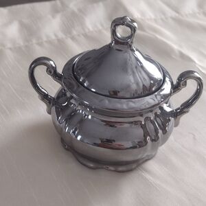 Vintage silver-plated porcelain Sugar Bowl Made In Japan